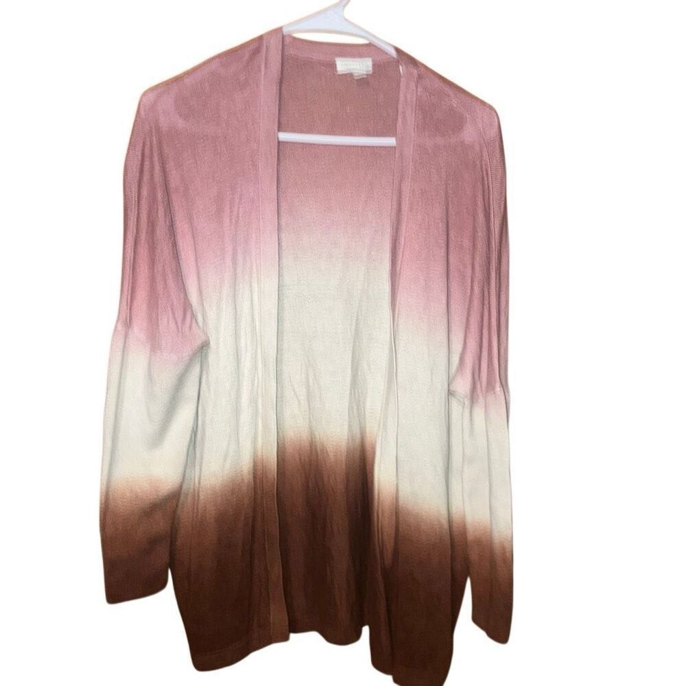 Garnet Hill ombré open long sleeve cardigan 100% linen size small Lagenlook mini